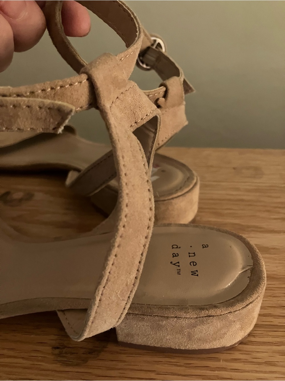 a new day Women's Open-Toe Ankle-Strap Sandals in Tan Suede - Picture 3 of 4